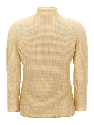 Issey Miyake Womens 40-light Beige Pleated High-neck Woven Top