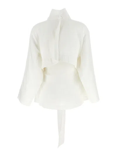 Issey Miyake White Hempen Jacket In White