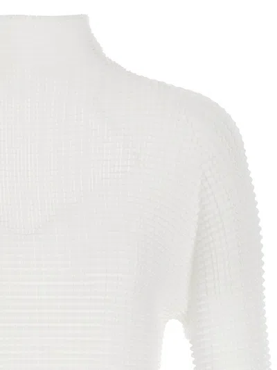 Issey Miyake White Wooly Pleats-56 Blouse In White