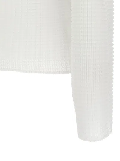 Issey Miyake White Wooly Pleats-56 Blouse In White