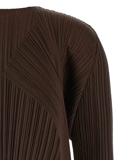 Issey Miyake March Cardigan With Monthly Pleated Texture In Brown