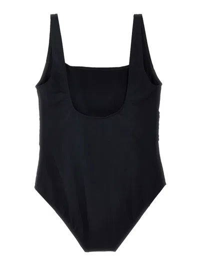 Eres Ribbed Scoop Neckline Wide Straps Swimsuit In Black