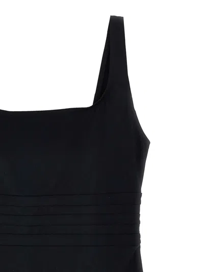 Eres Ribbed Scoop Neckline Wide Straps Swimsuit In Black