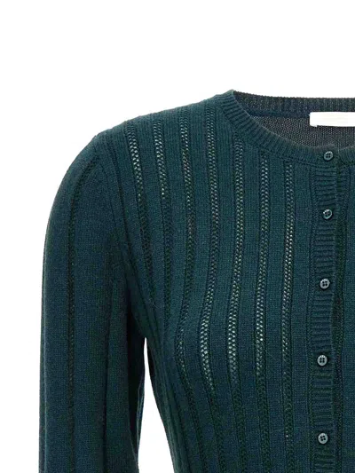 Eres Ribbed Crew Neck Bodysuit With Long Sleeves In Blue