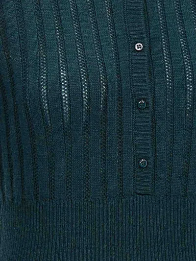 Eres Ribbed Crew Neck Bodysuit With Long Sleeves In Blue
