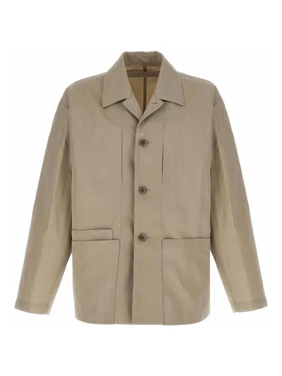 Lemaire 'tailored Workwear Jacket Back Vent' In Brown