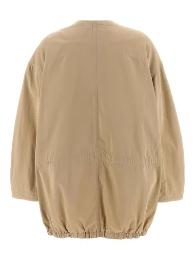Lemaire Cotton Parka With Drawstring And Elasticated Hem In Brown