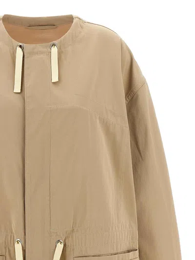 Lemaire Cotton Parka With Drawstring And Elasticated Hem In Brown