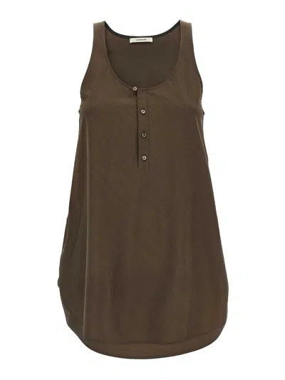Lemaire Tank Top With Bias Cut And Scoop Hem In Brown