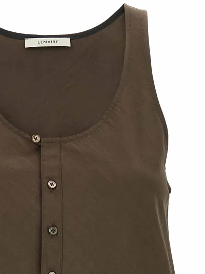 Lemaire Tank Top With Bias Cut And Scoop Hem In Brown