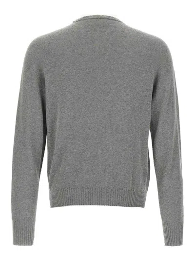 Ma'ry'ya Cashmere Blend Wool Sweater With Ribbed Details In Gray