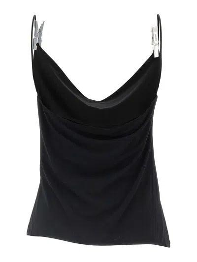 Coperni Draped Neckline Sleeveless Side Slit Top In Black