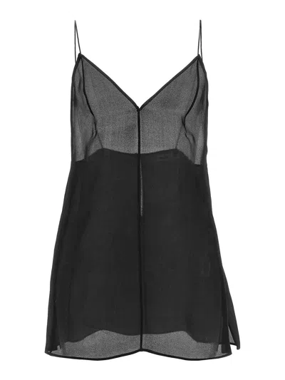 Khaite Black Silk Talsie Top