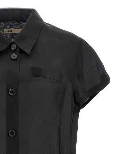 Khaite Keefe Silk Charmeuse Shirt In Black