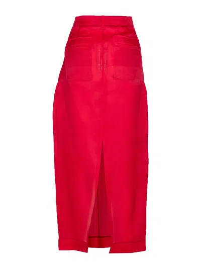 Khaite Lucian Maxi Skirt In Red