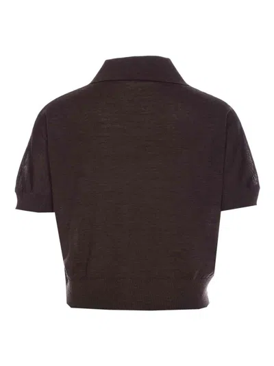 Khaite Morgane Wool-blend Polo Sweater In Brown