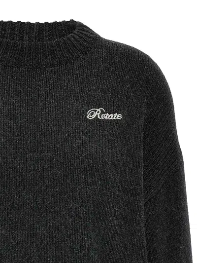 Rotate Birger Christensen Knit Crewneck Sweater In Black