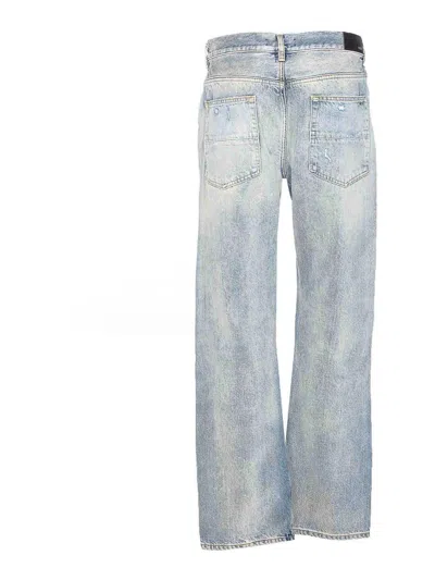 Amiri Straight Leg Mid-rise Distressed Trousers In Blue