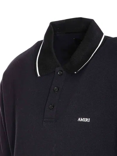Amiri Tipped Collar Polo Shirt In Blue