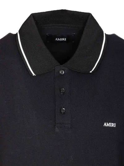 Amiri Tipped Collar Polo Shirt In Blue