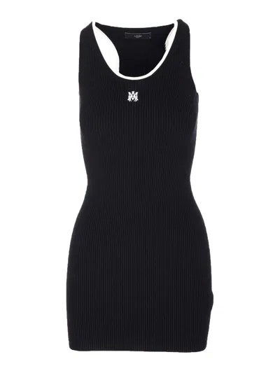 Amiri Ma Embroidered Ribbed Racerback Mini Dress