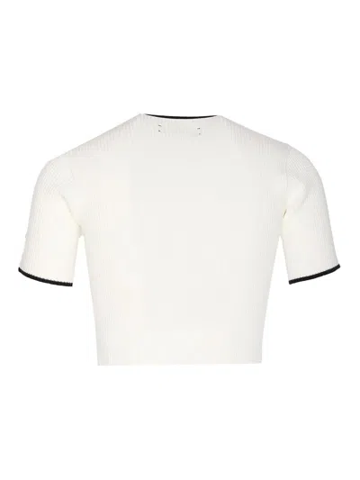 Amiri Crewneck Crop Top Contrast Trim In White