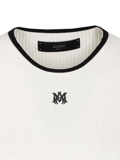 Amiri Crewneck Crop Top Contrast Trim In White