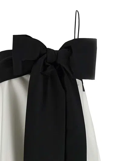 Bernadette Bailey Two-tone Bow-embellished Taffeta Midi Dress In Black