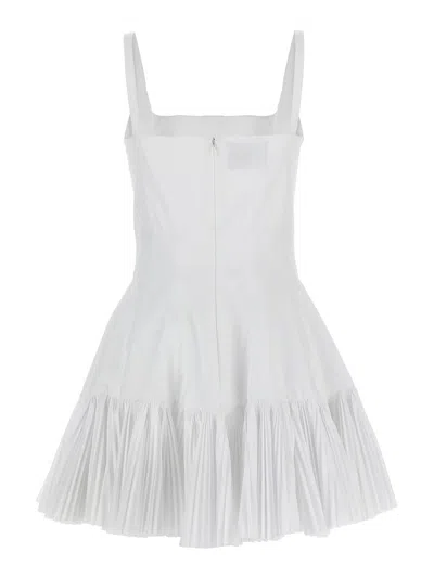 Giovanni Bedin Cotton Blend Mini Dress With Pleated Hem In White