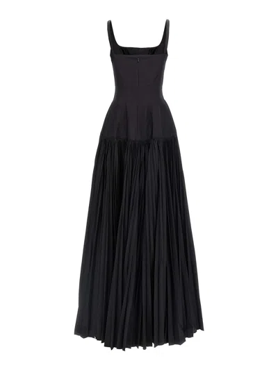Giovanni Bedin Long Dress With Wide Pleated Skirt In Black