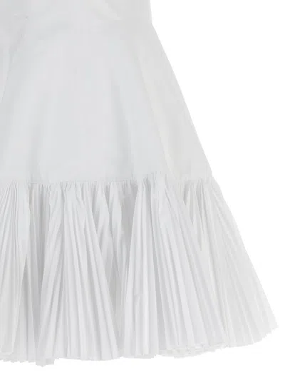 Giovanni Bedin Cotton Blend Mini Dress With Pleated Hem In White