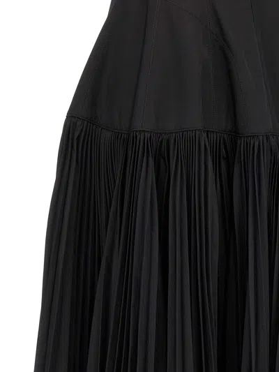 Giovanni Bedin Long Dress With Wide Pleated Skirt In Black