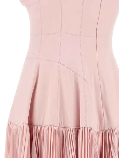 Giovanni Bedin Pleated-skirt Square-neck Maxidress In Pink