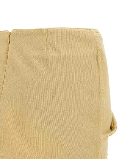 Magda Butrym Cotton Denim Miniskirt With 3d Floral Detail In Yellow