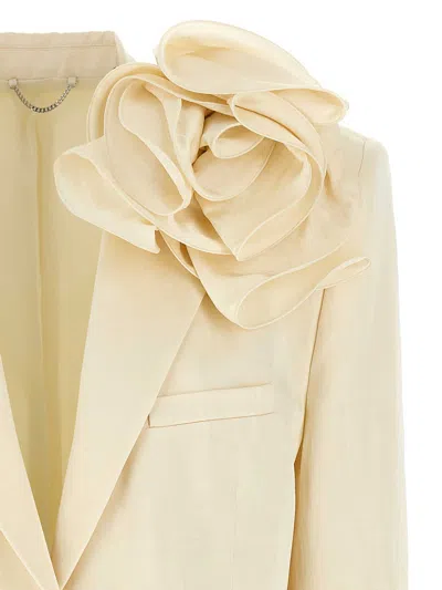 Magda Butrym Ivory Viscose Blend Blazer In Gold