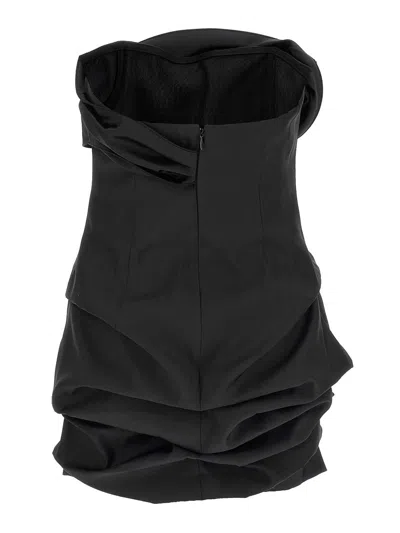 Magda Butrym Off-the-shoulder Black Mini Dress With Floral Accent In Black
