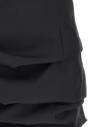 Magda Butrym Off-the-shoulder Black Mini Dress With Floral Accent In Black