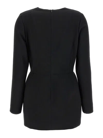 Magda Butrym '37' V-neckline Floral Long Sleeves Dress In Black