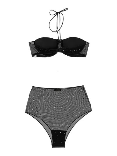Oseree Gem Necklace Underwear And Body Black In Black