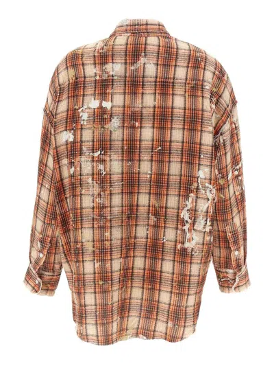 R13 Shredded-seam Drop-neck Shirt In Orange