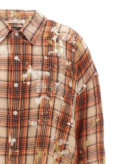 R13 Shredded-seam Drop-neck Shirt In Orange