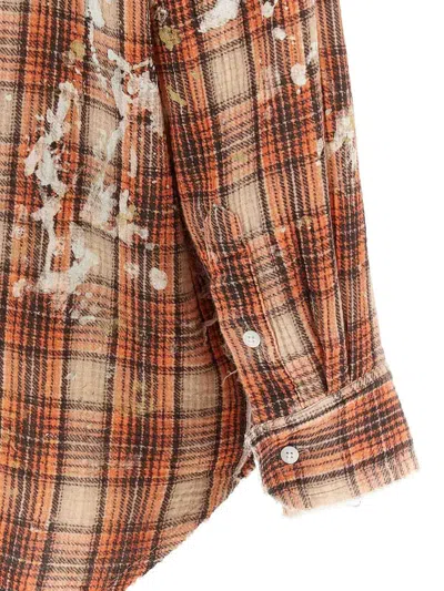 R13 Shredded-seam Drop-neck Shirt In Orange