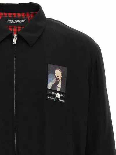 Undercover Zip Up Jacket With Portrait Patch Black In Black