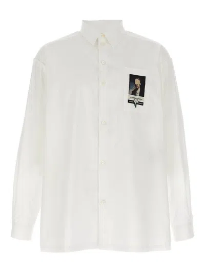 Undercover Button-down Collar Shirt With Front Pocket In White