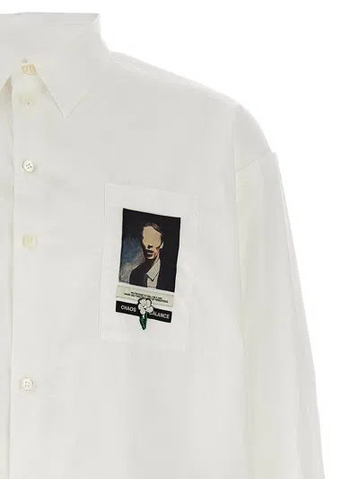 Undercover Button-down Collar Shirt With Front Pocket In White
