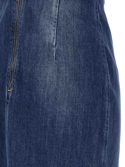 Nensi Dojaka Denim Dress Strapless Fitted Silhouette In Blue