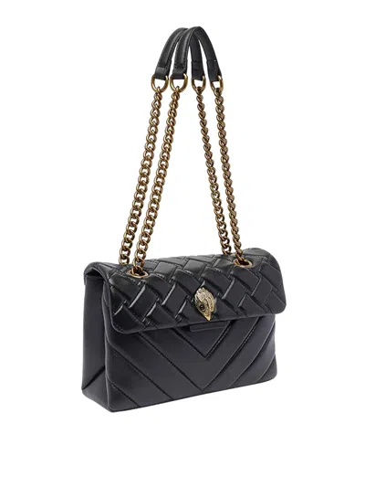 Kurt Geiger Quilted Calf Leather Shoulder Bag With Gold-tone Clasp In Black