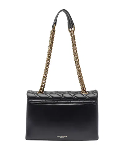 Kurt Geiger Quilted Calf Leather Shoulder Bag With Gold-tone Clasp In Black