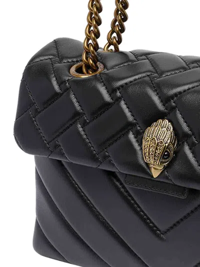 Kurt Geiger Quilted Calf Leather Shoulder Bag With Gold-tone Clasp In Black