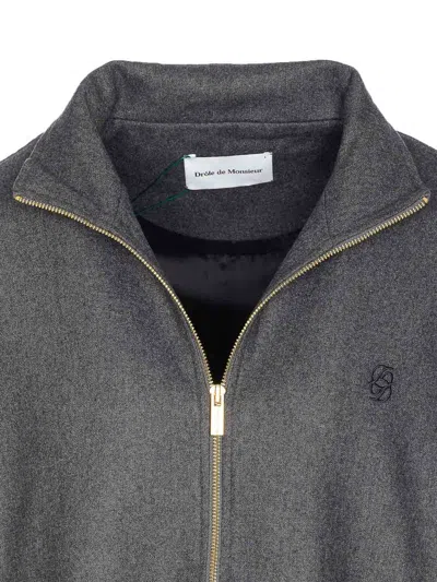 Drôle De Monsieur Grey Trackjacket With Frontal Zip Closure In Gray